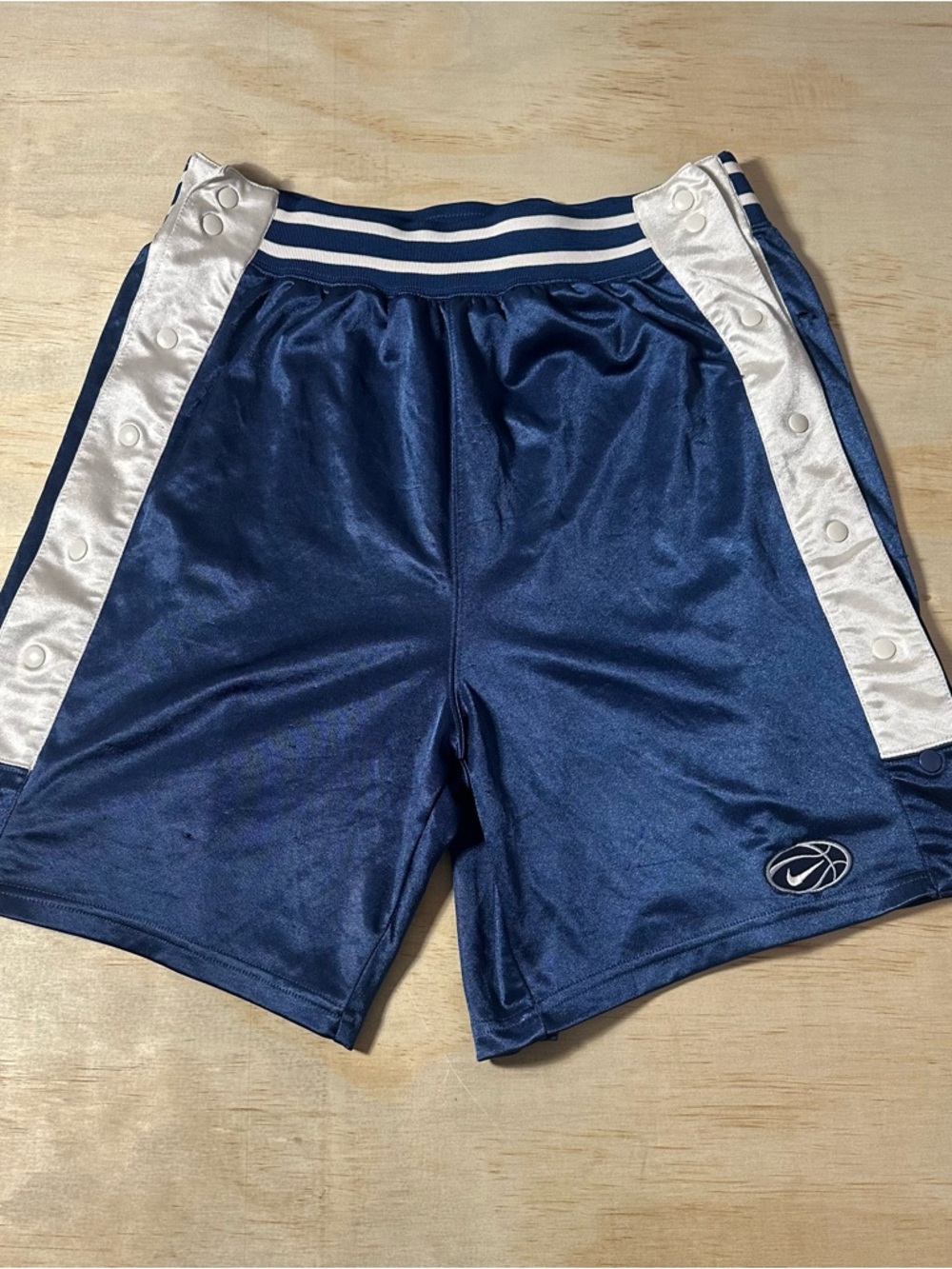 Nike Vintage Super Rare Basketball Dazzle Shorts Heavy Shiny Blue Black Gym 2XL
